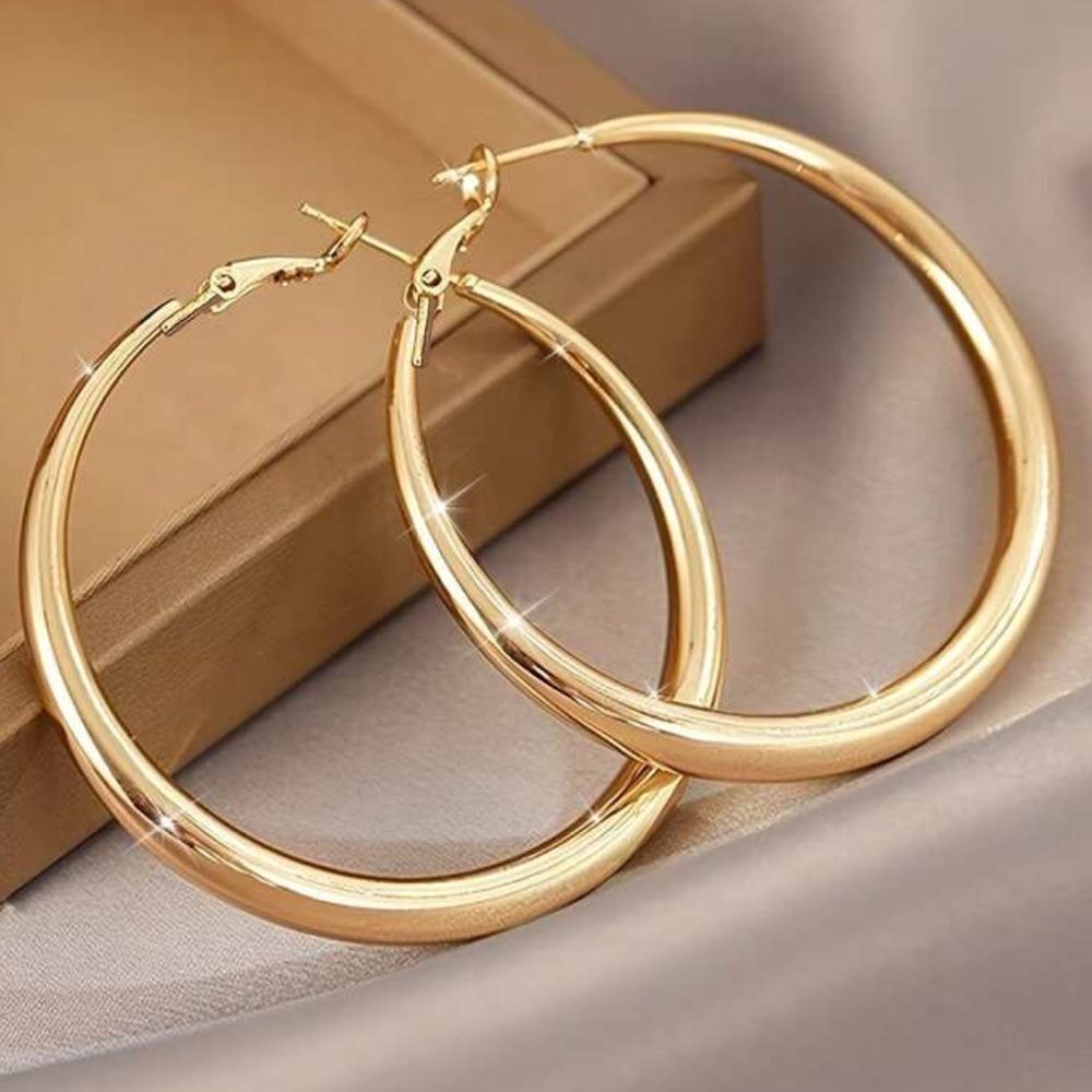 Free People Shiny Gold Hoop Earrings